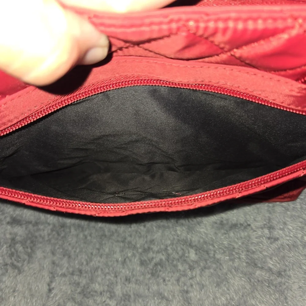 Hedgren Diamond Stella Tote Laptop Case Carry On Red Medium Quilted Pockets